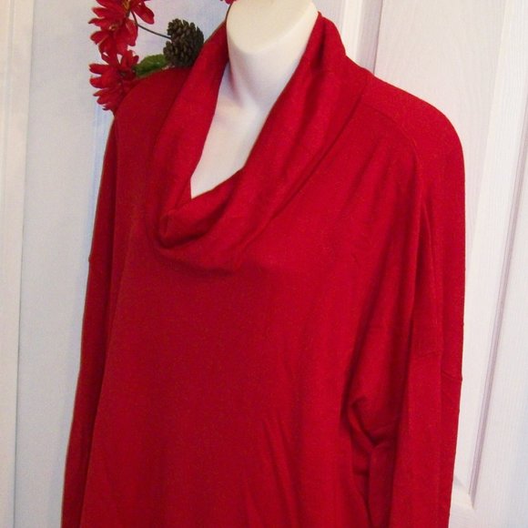 New Directions 3X Red Cowl Neck Sweater Top NWT - Picture 4 of 8